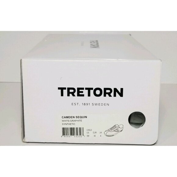 TRETORN CAMDEN SEQUIN CHILD SIZE 13 & 5   WHITE / GRAPHITE NEW / BOX - Picture 12 of 12